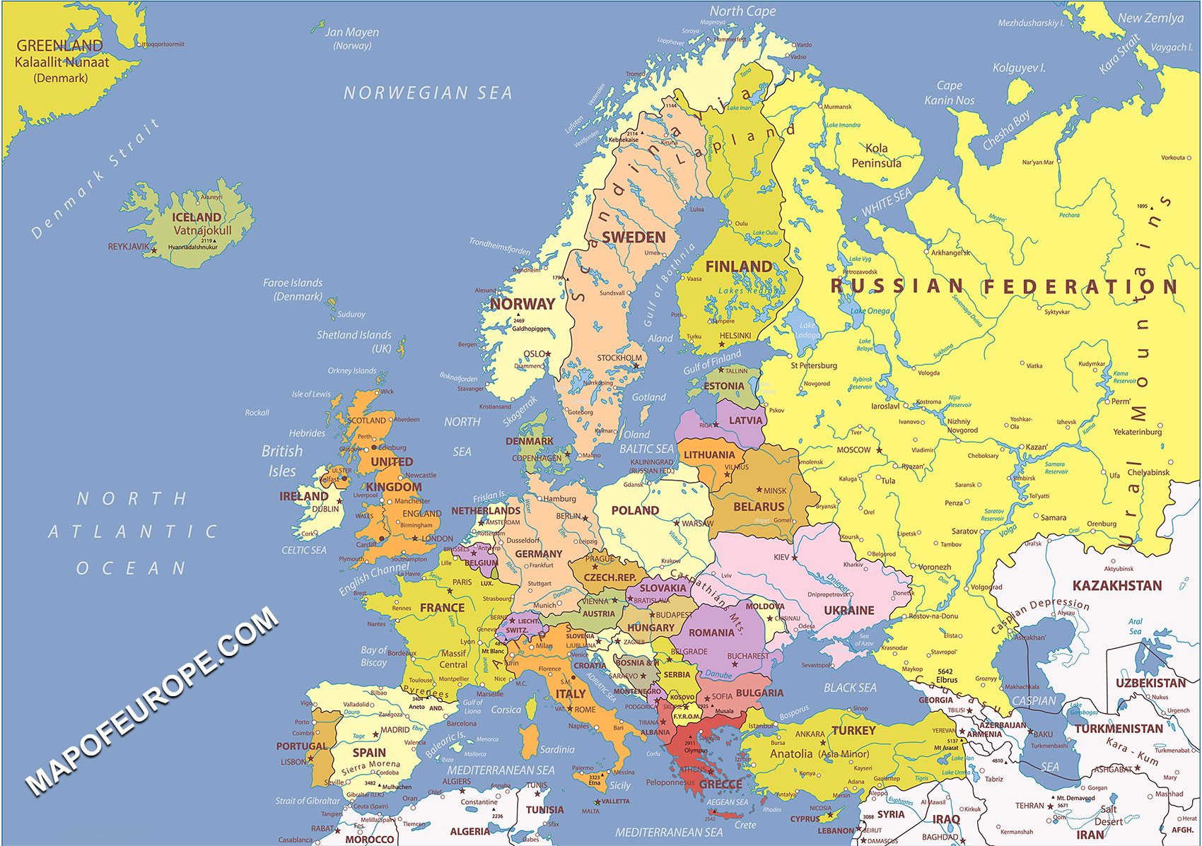 map of denmark europe. map of europe