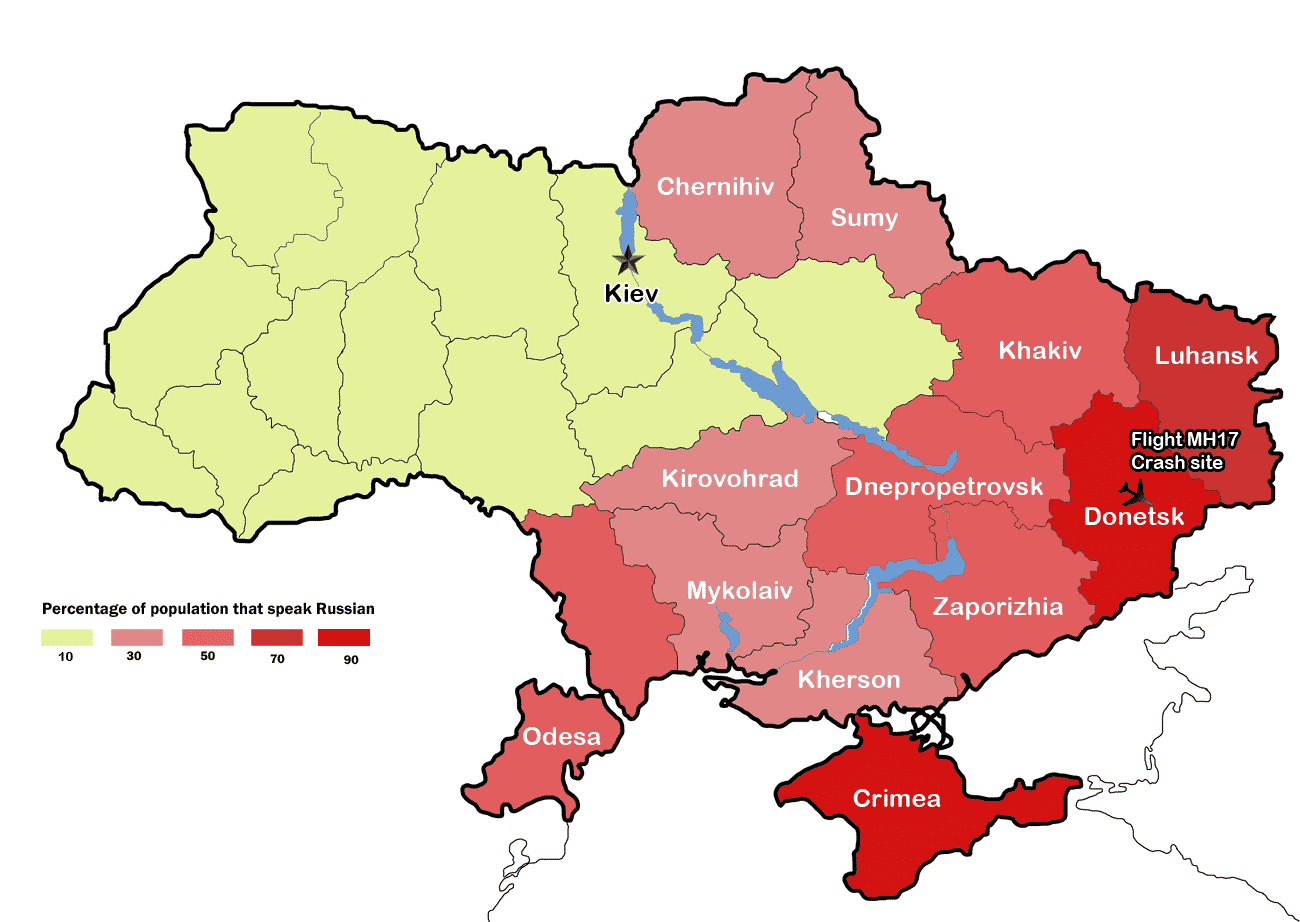 Political Map of the Ukraine War and MH17 Crash Site