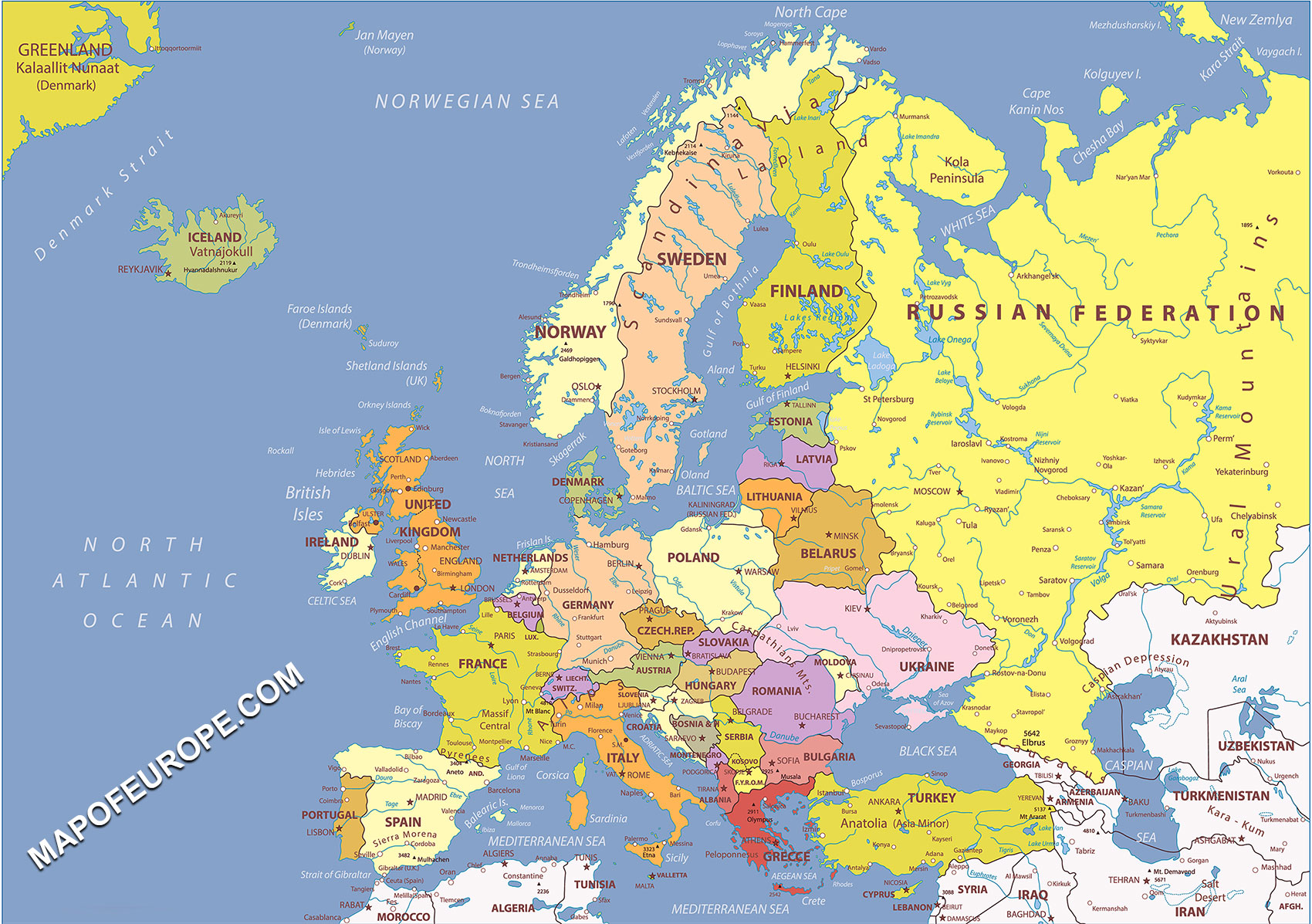 Map Europe With Countries Topographic Map Of Usa With States