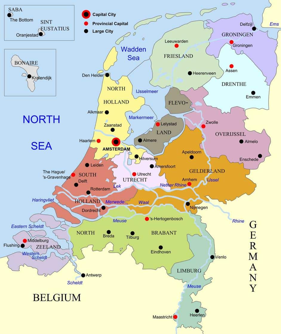 Map of Rhineland and Amstelland, the central part of Holland