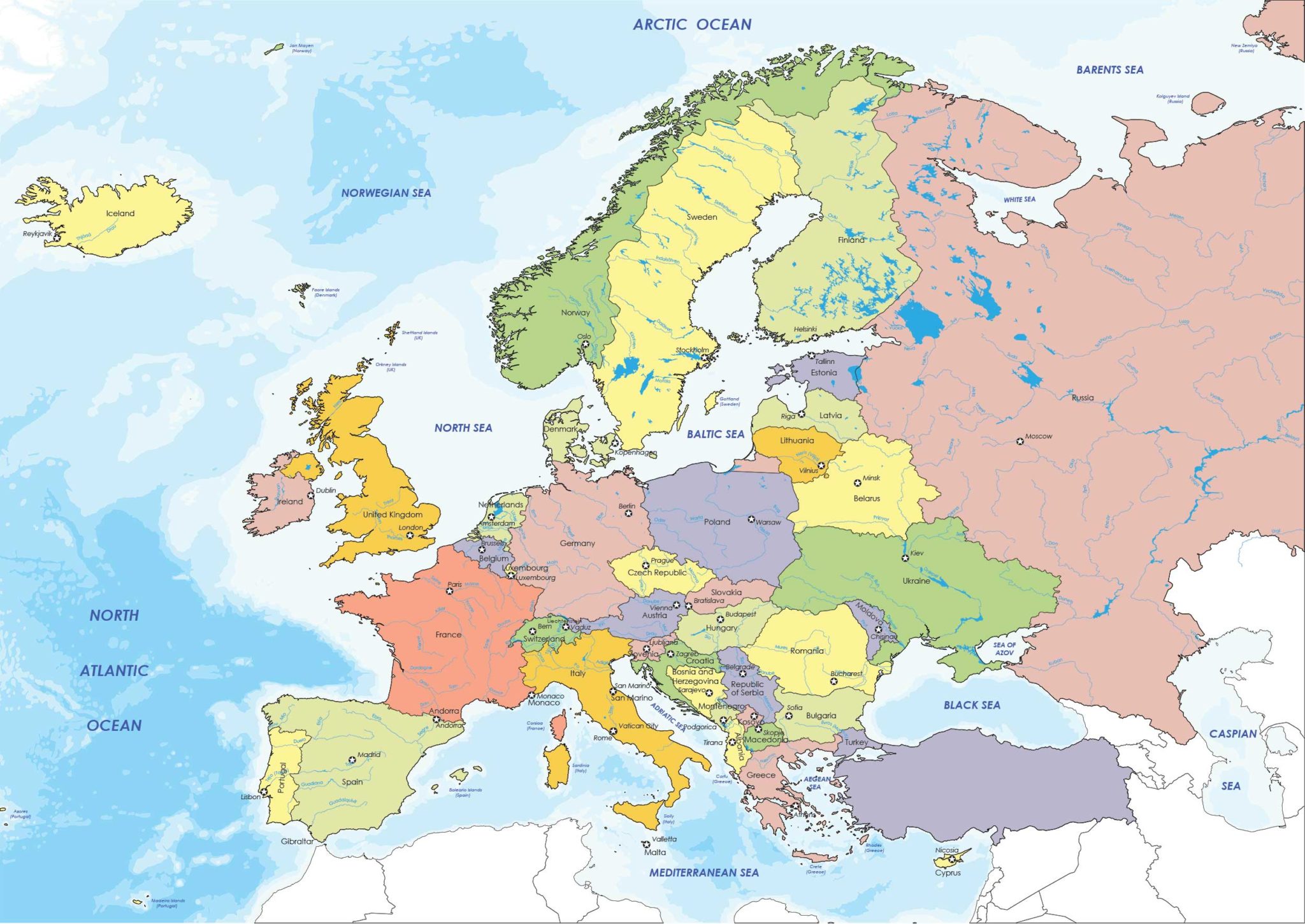 Europe Political Map Topographic Map Of Usa With States   New Map Of Europe 2048x1450 