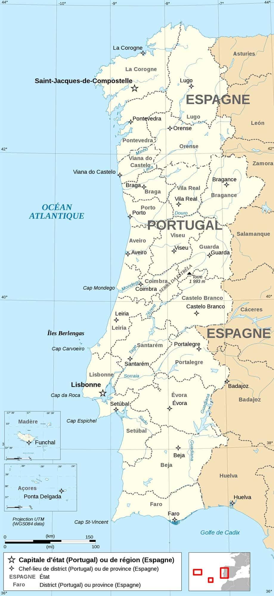 map of Portugal