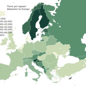Map of Trees Per Square Kilometer in Europe