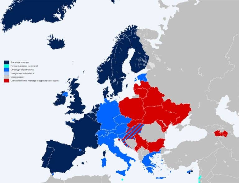 Same Sex Marriage Europe Map Map Of Europe Europe Map 5114