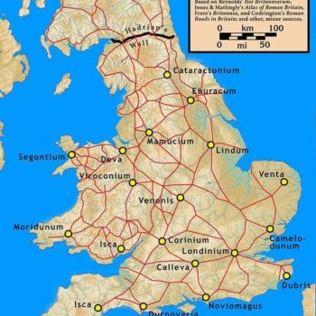 Map of Roman Cities and Roads in Ancient Britain