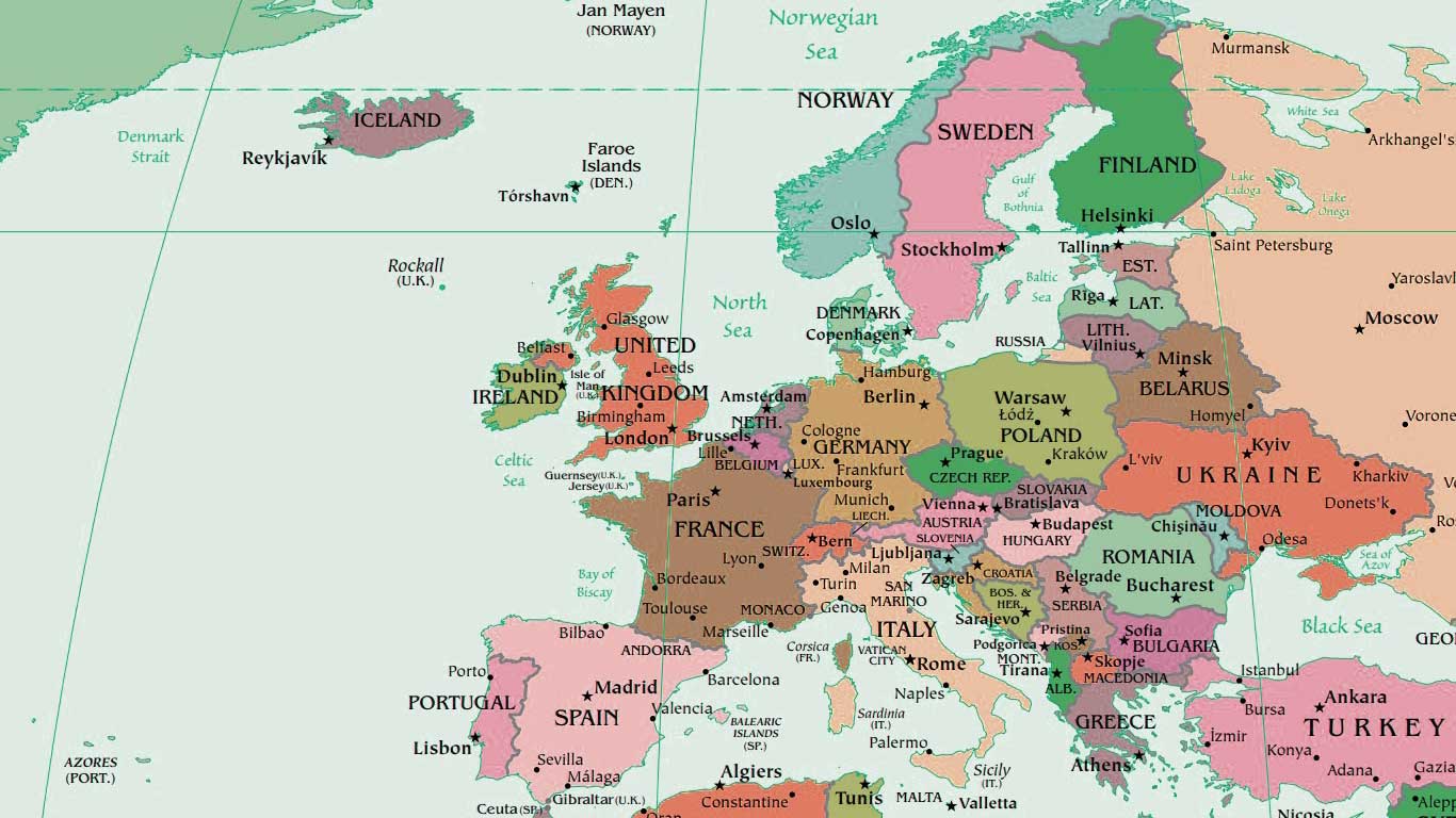 map of europe today 2020 Europe Political Map Map Of Europe Europe Map map of europe today 2020