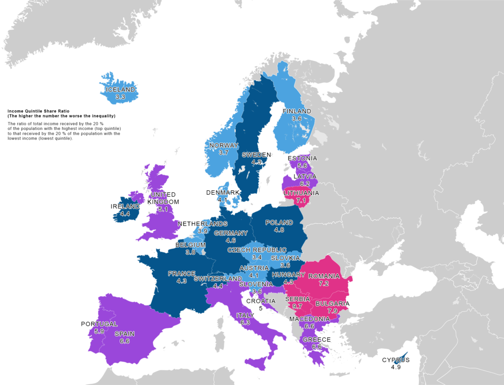 Map Of Income Inequality Across Europe