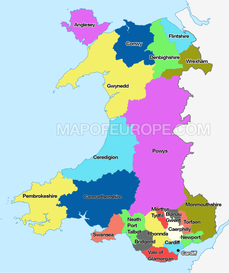 Map Of Wales   Map Of Wales 768x918 