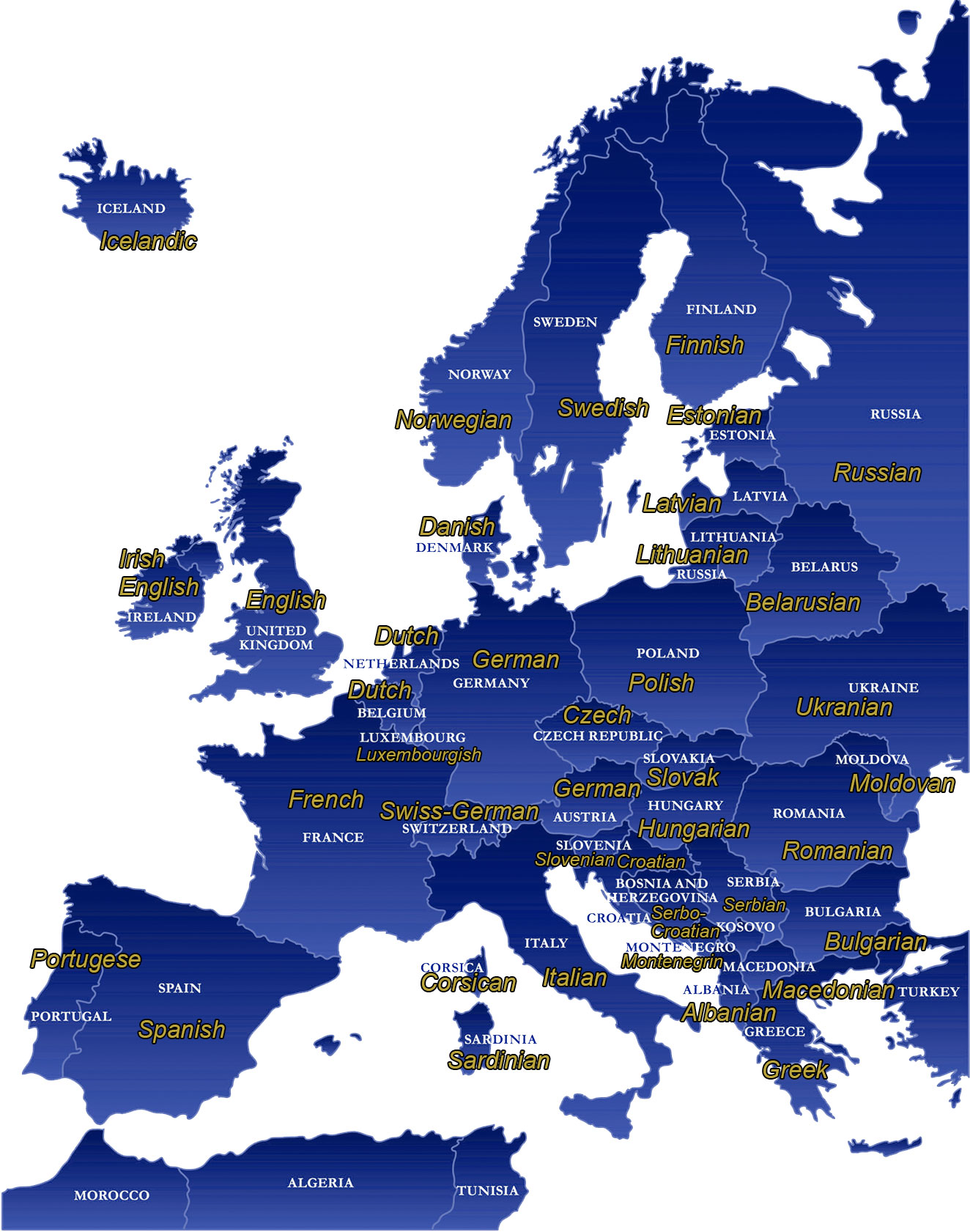 Map Of Europe In German Language Map of Official Languages of Europe | Map of Europe | Europe Map