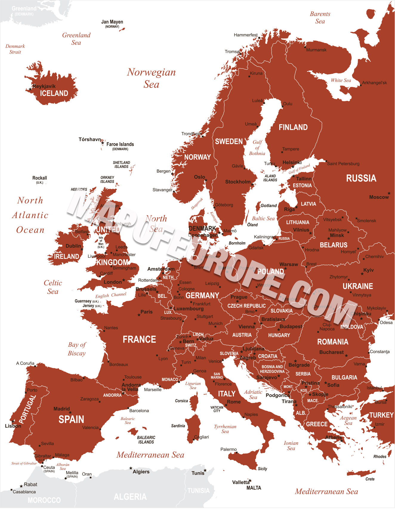 Mapa da Europa  Europe map, World map with countries, Map
