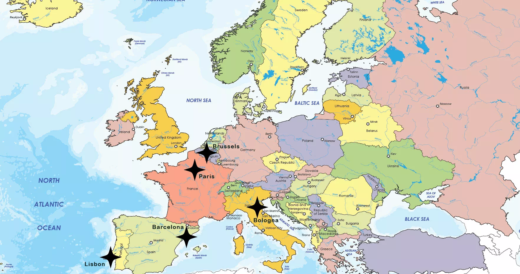 Foodie map of Europe