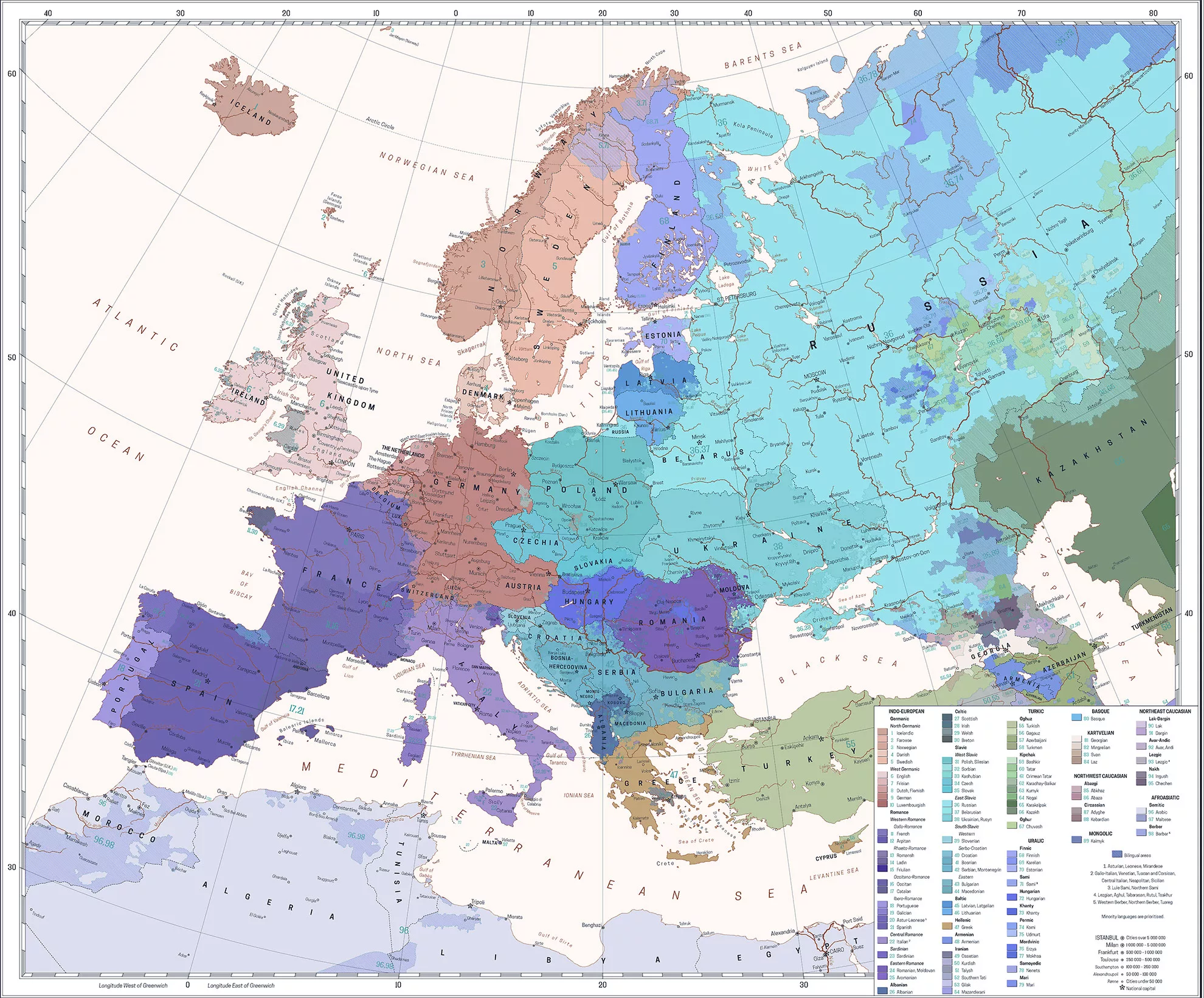 Europe map ethnic languages spoken